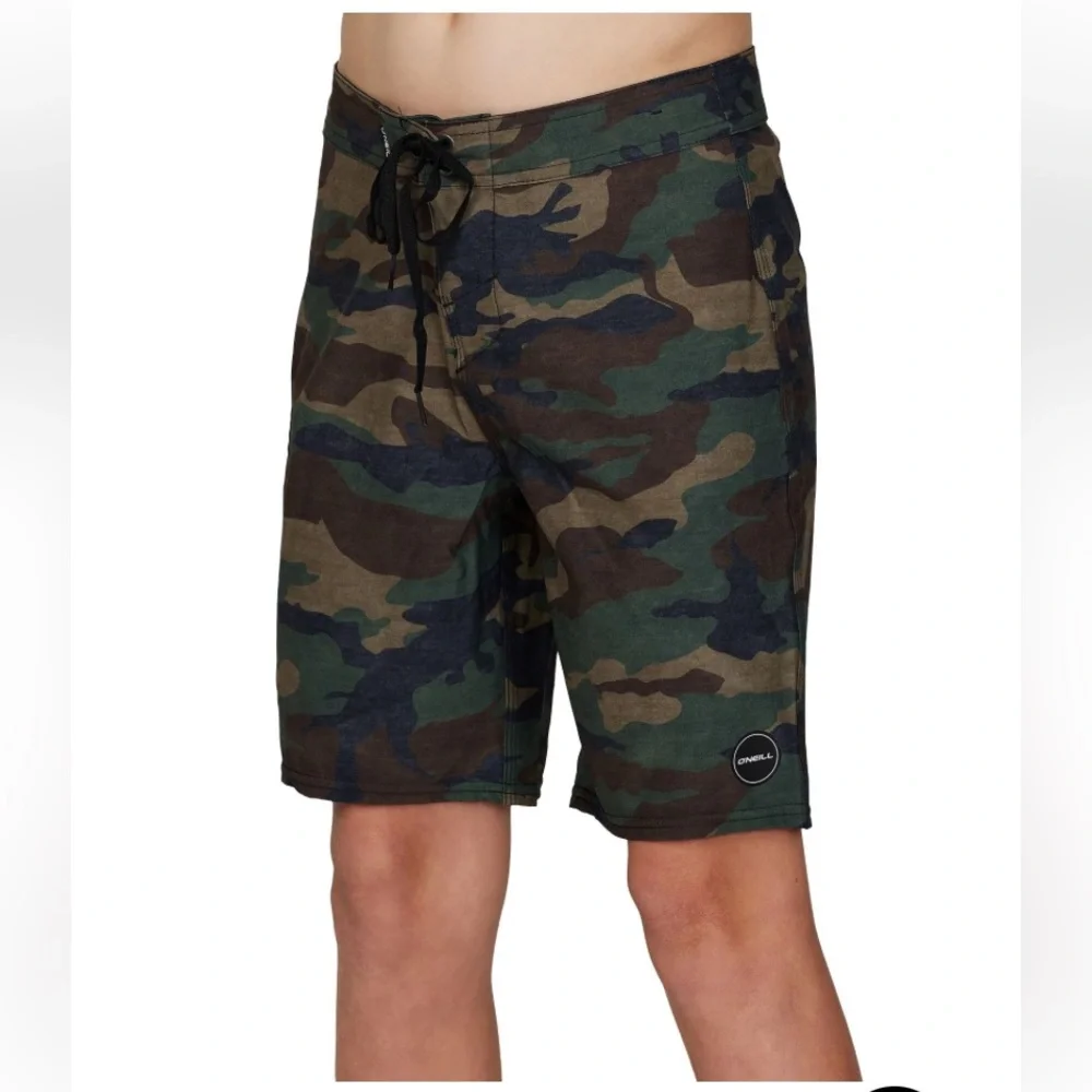 O'Neill Green and Brown Board Shorts Quick-Dry Swimwear
